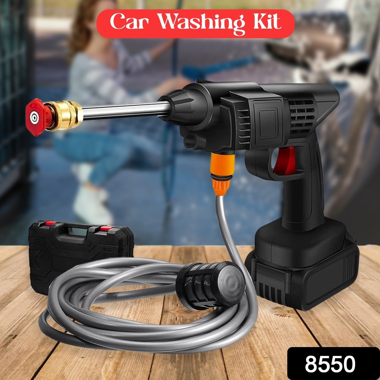 8550 48V Car washing Kit, Portable Pressure Washer with, Rechargeable | Cordless Pressure Washer Gun | Handheld Pressure Washer for Car | Car Washer Gun (Type 1- Single Battery) 8550 48V Car washing Kit, Portable Pressure Washer with, Rechargeable | Cordless Pressure Washer Gun | Handheld Pressure Washer for Car | Car Washer Gun (Type 1- Single Battery)